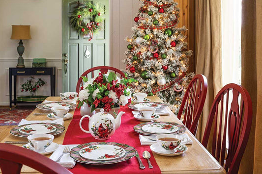 TeaTime Magazine's Christmas Birdsong Featuring Our Gracie Bone China Cardinal & Poinsettia Collection