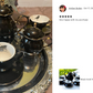 Black Gold Scallop Teapot + 6 Assorted Halloween Tea Cup and Saucer Sets - Ver. A