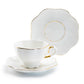 Grace Teaware White Gold Scallop Fine Porcelain Tea Cup and Saucer Set