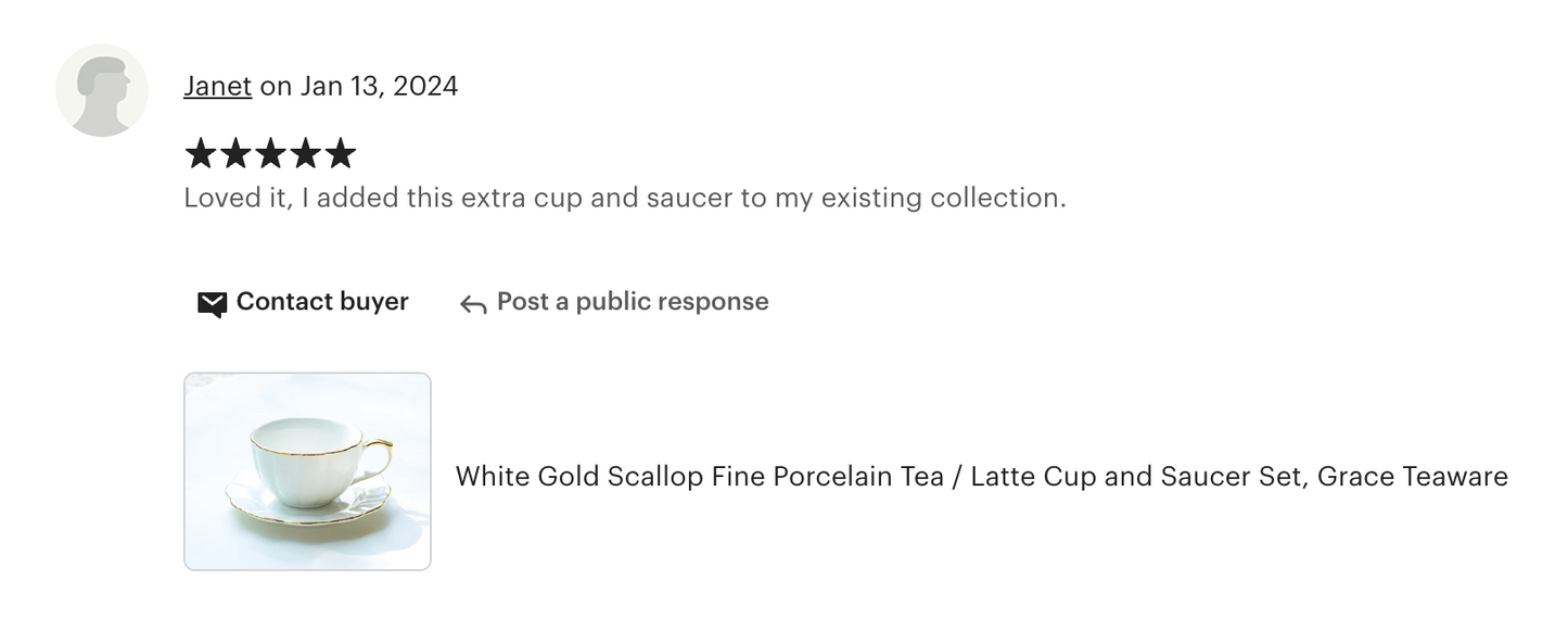 White Gold Scallop Fine Porcelain Tea / Latte Cup and Saucer