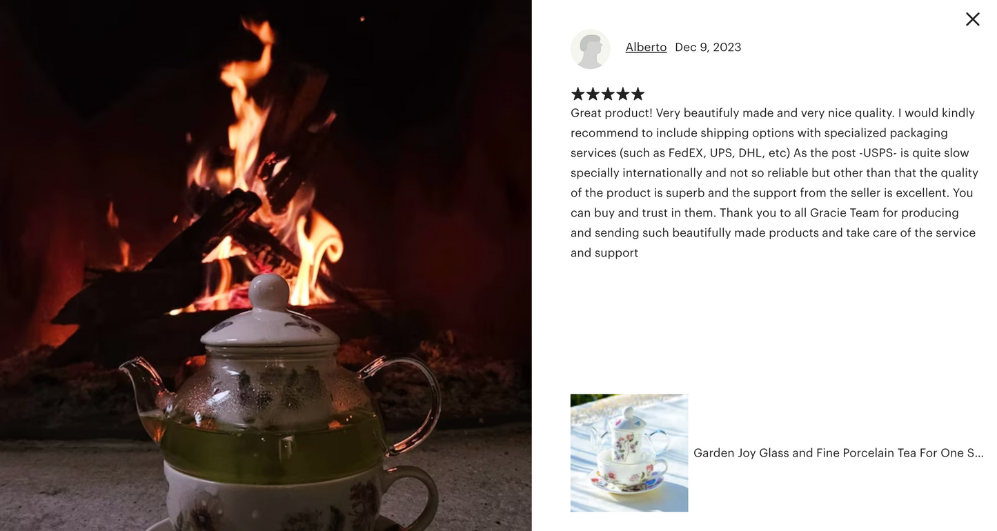 Garden Joy Glass and Fine Porcelain Tea For One Set