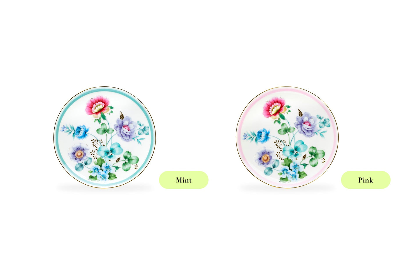 7.5" Pink Flower Garden Fine Porcelain Dessert Plate