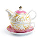 Grace Teaware Pink Gold Scroll Fine Porcelain Tea For One