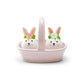 White Egg Bunnies with Pink Basket Ceramic Salt and Pepper Shaker Set