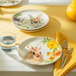 8.5" Flower Bunnies Salad/Dessert Plate Set of 4