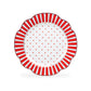 Red Josephine Stripes and Dots Fine Porcelain Dessert/Dinner Plate