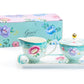 Grace Teaware Gift Boxed Mint Floral Garden Fine Porcelain Sugar Creamer & Serving Tray Set
