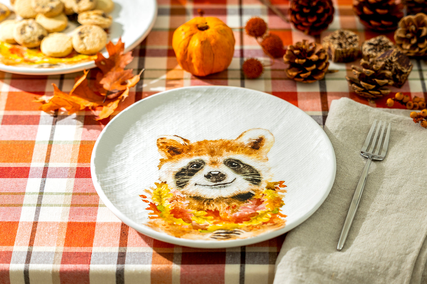 Potter's Studio 8.5" Happy Raccoon Salad / Dessert Plate