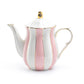 Grace Teaware Pink and White Scallop Fine Porcelain Teapot