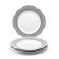 Dark Gray Stripes Scallop Fine Porcelain Dinner Plate