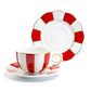 Grace Teaware Red and White Scallop Fine Porcelain Tea Cup and Saucer set
