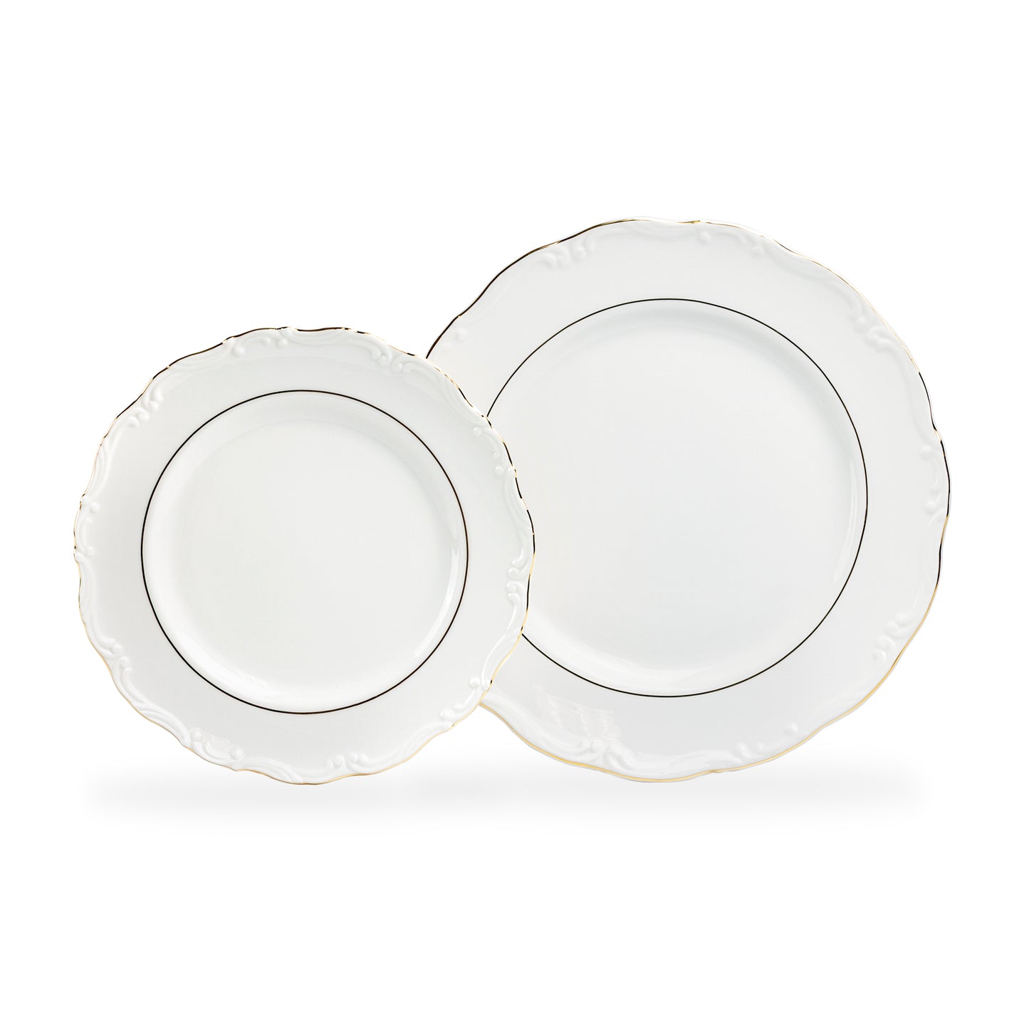 Rococo White Gold Fine Porcelain Dessert/Dinner Plate