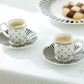 Black Josephine Stripes and Dots 3oz Demitasse Cups and Saucers