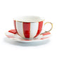 Grace Teaware Red and White Scallop Fine Porcelain Tea Cup and Saucer