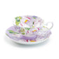Stechcol Gracie Bone China Peony Bloom Purple Bone China Cup and Saucer