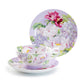 Stechcol Gracie Bone China Peony Bloom Purple Bone China Cup and Saucer Set