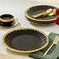 Black Gold Ripple Fine Porcelain Dinner Plate