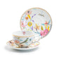 Grace Teaware Spring Flowers with Bird Fine Porcelain Latte Cup and Saucer set