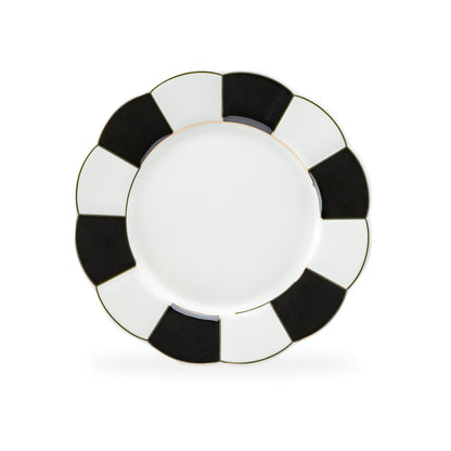 Black and White Scallop Fine Porcelain Dessert/Dinner Plate