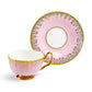 Pink Floral Toile Fine Porcelain Tea Cup and Saucer