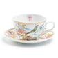 Grace Teaware Spring Flowers with Bird Fine Porcelain Latte Cup and Saucer