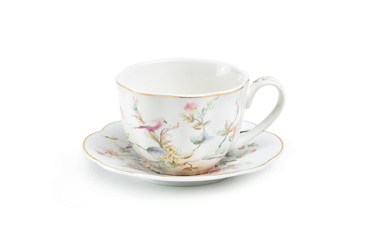 Magnolia Garden Fine Porcelain Tea Cup and Saucer