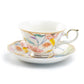 Spring Flowers with Hummingbird Fine Porcelain Fluted Cup and Saucer