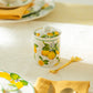 Lemon Garden Fine Porcelain Spice Jars with Silicone Gasket Set of 2