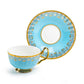 Blue Floral Toile Fine Porcelain Tea Cup and Saucer