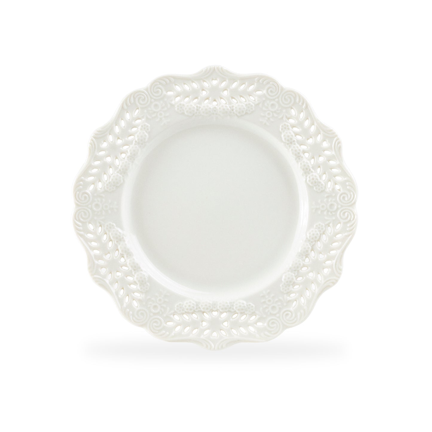 White Victorian Fine Porcelain Dessert/Dinner Plate
