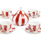 Red Carousel Fine Porcelain 9-Piece Tea Set