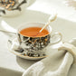 Grace Teaware Black Gold Peony Tea Cup and Saucer