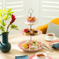Red Josephine Stripes and Dots Fine Porcelain 3-Tier Server