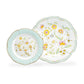 Grace Teaware Yellow Corn Flowers with Mint Rim Fine Porcelain Dessert / Dinner Plate