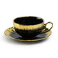 Black Gold Ripple Fine Porcelain Cup and Saucer