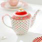 Grace Teaware Red Josephine Stripes and Dots Fine Porcelain Teapot