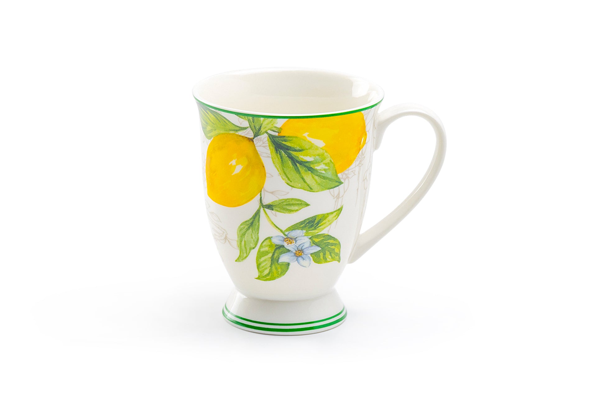 Grace Teaware Lemon Garden Fine Porcelain Footed Mug