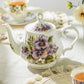 Purple Pansy Bone China 11-Piece Tea Set