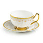 White Floral Toile Fine Porcelain Tea Cup and Saucer
