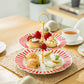 Red Josephine Stripes and Dots Fine Porcelain 2-Tier Server