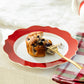 Red Band Scallop Fine Porcelain Dessert/Dinner Plate