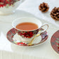 Poinsettia Pine Cone Fine Porcelain Tea Set