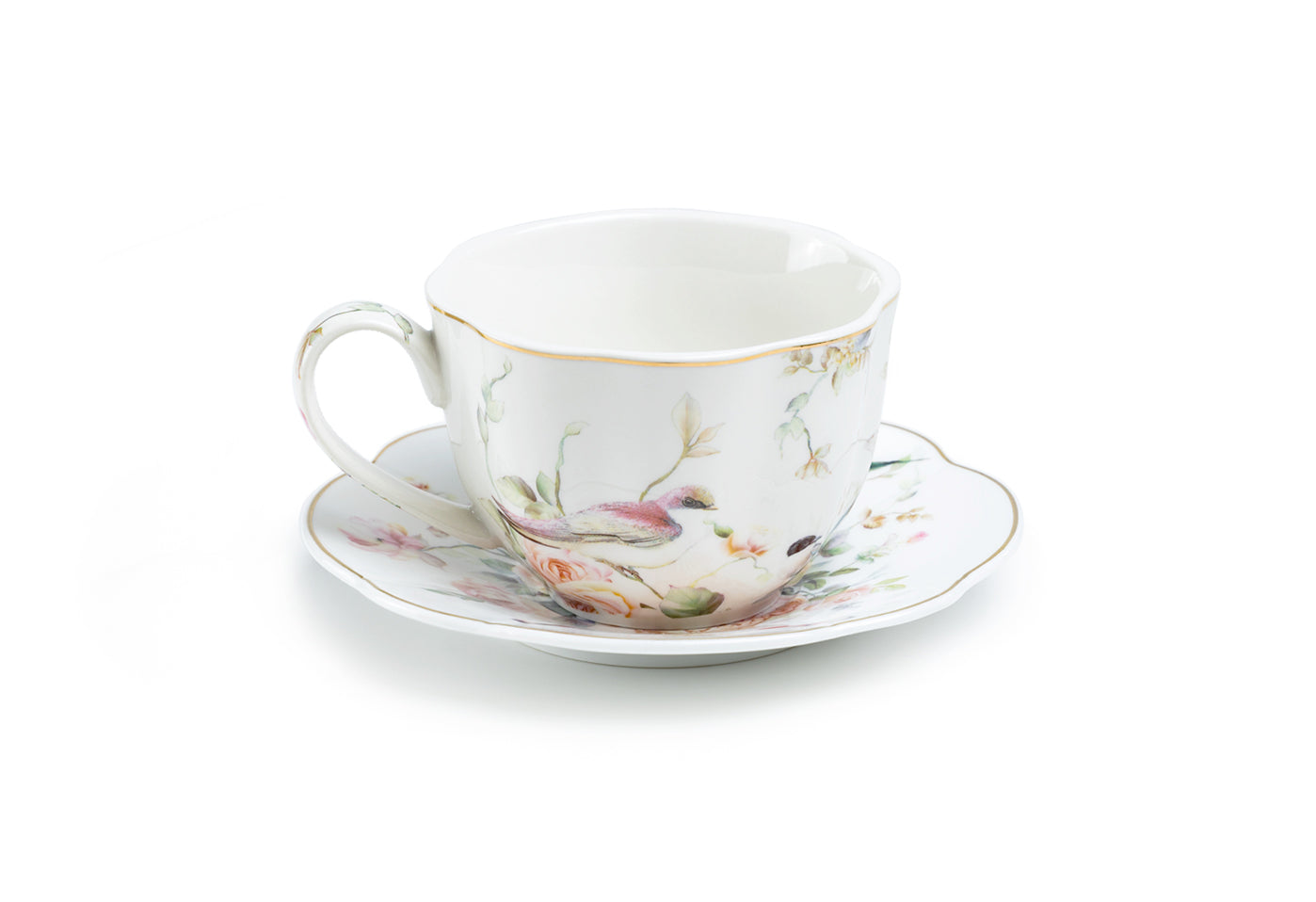 Magnolia Garden Fine Porcelain Tea Cup and Saucer