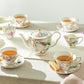 Spring Flowers with Hummingbird Fine Porcelain Fluted Cups Tea Set