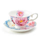 Stechcol Gracie Bone China Empire Peony Blue Bone China Tea Cup and Saucer