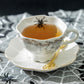 Grace Teaware Halloween Spider Web White Gold Scallop Fine Porcelain Tea Cup and Saucer set of 1