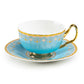 Blue Floral Toile Fine Porcelain Tea Cup and Saucer