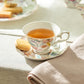 Spring Flowers with Hummingbird Fine Porcelain Fluted Cups Tea Set
