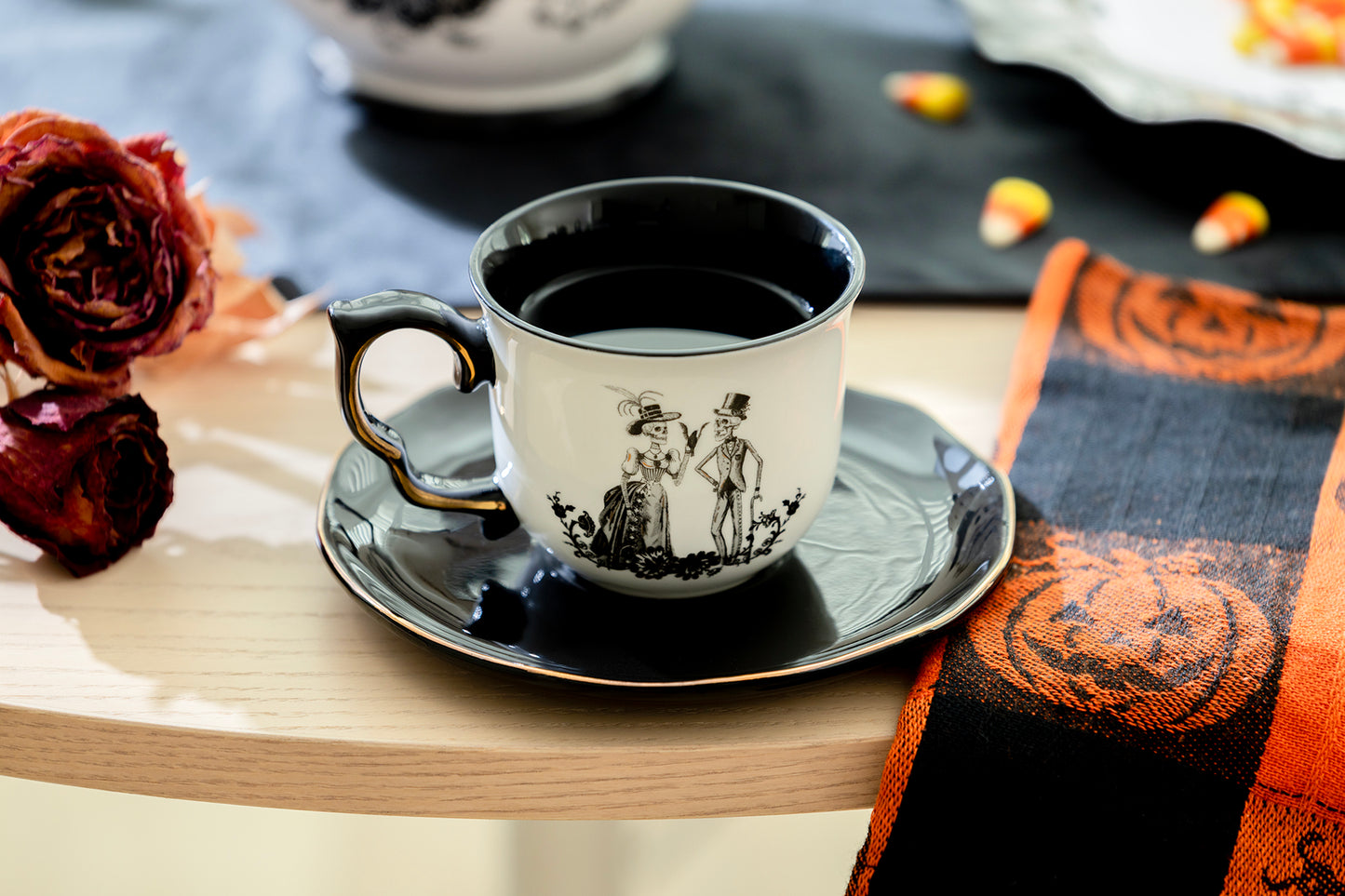 Halloween Victorian Skeletons 5-Piece Tea Set