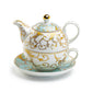 Grace Teaware Mint Gold Scroll Fine Porcelain Tea For One Set